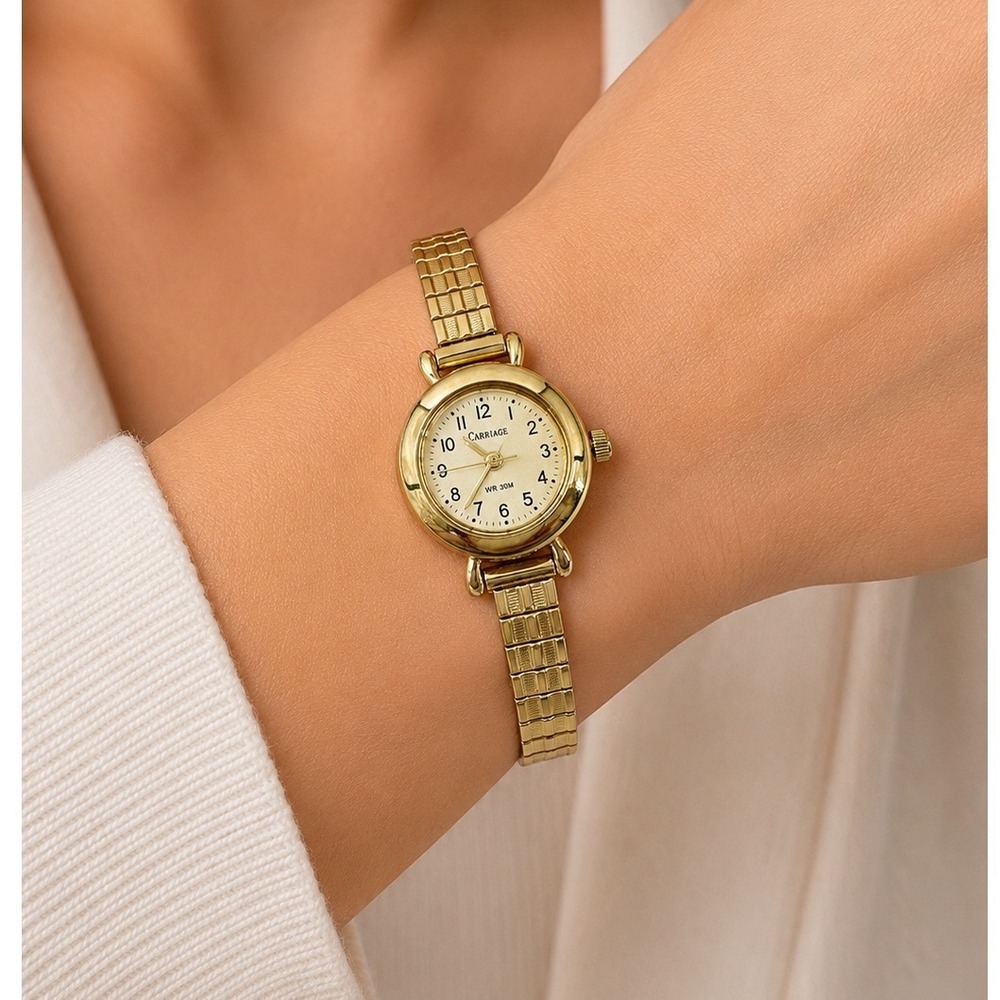 Vintage Timex Carriage Womens Bracelet Watch Gold Tone Expansion Band Working
